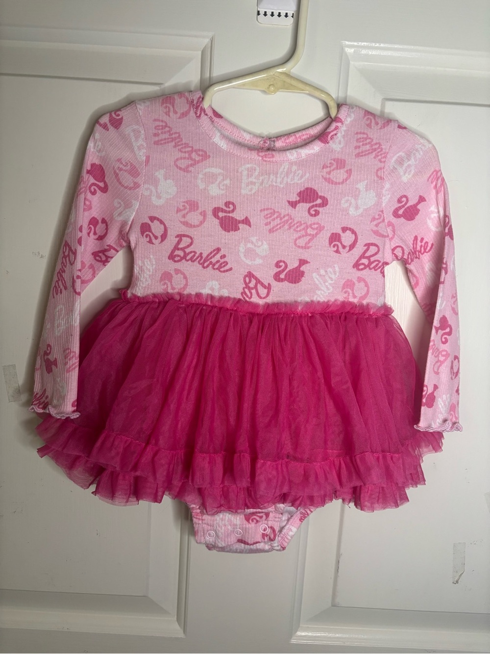 Barbie Pink & Hot Pink Logo Tulle Skirt Bodysuit